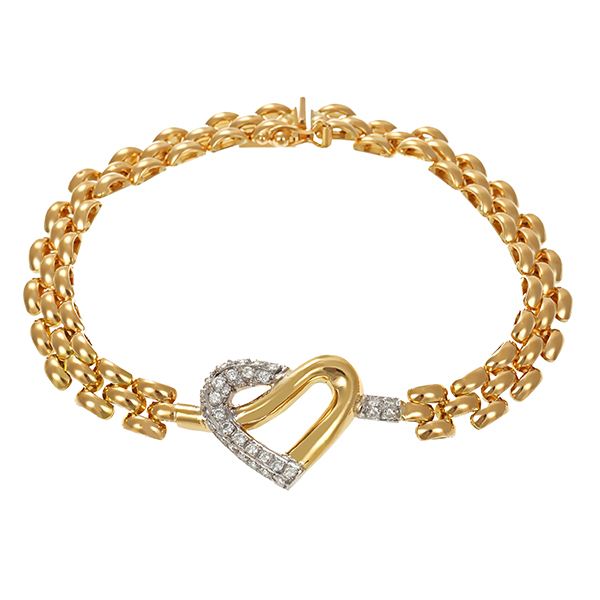 Armband, 18K, Gelb-/Weißgold, Brillanten 0,35 ct, Herz