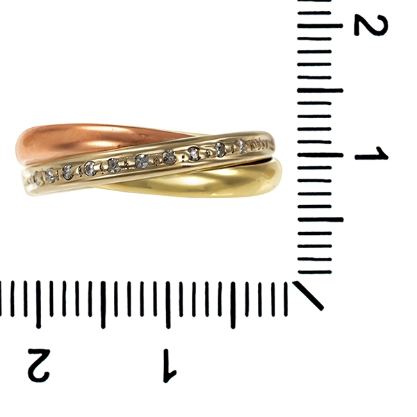Ring, 14K, Rot-/Weiß-Gelbgold, Diamanten