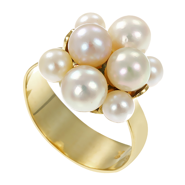 Ring, 14K, Gelbgold, Perlen