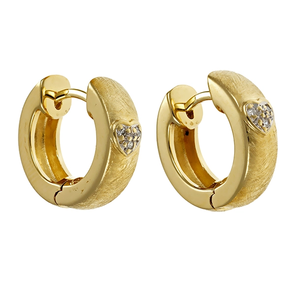 Creolen, 14K, Gelbgold, Diamanten