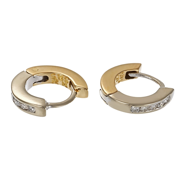 Creolen, 14K, Gelb-/weißgold, 10 Brillanten