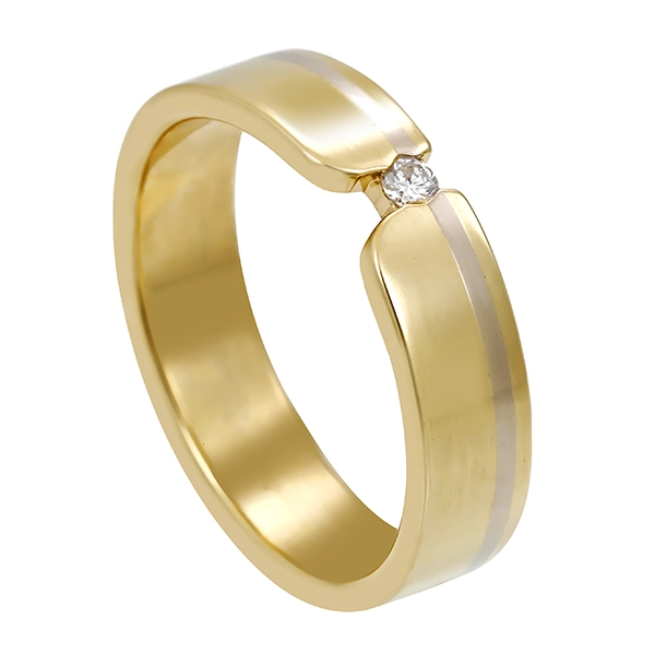 Diamantring, 14K, Gelb-/Weißgold, Brillant