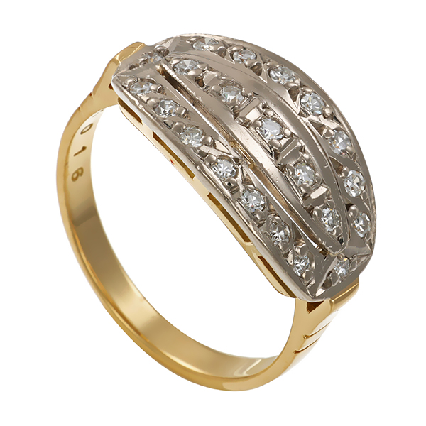 Diamantring, 18K, Gelb-/Weißgold, Diamanten