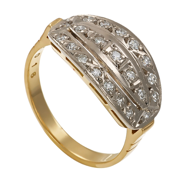 Diamantring, 18K, Gelb-/Weißgold, Diamanten