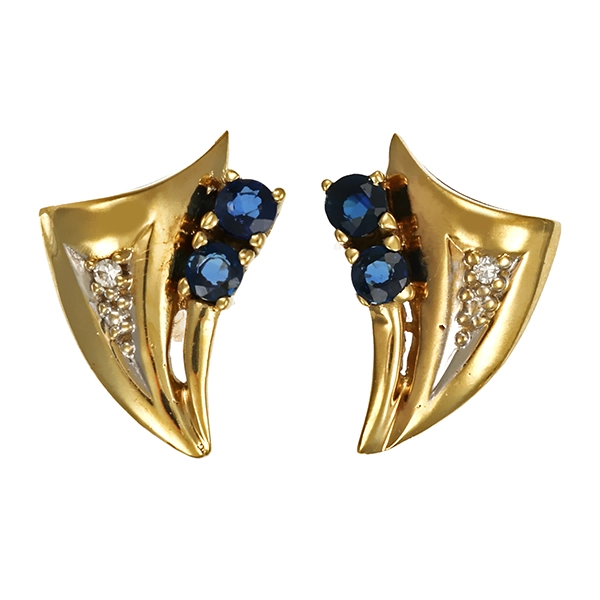 Ohrstecker, 8K, Gelbgold, Saphire, Diamanten