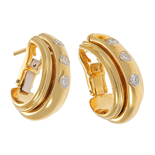 Clip-Stecker, 18K, Gelb-/Weißgold, Brillanten 0,60 ct