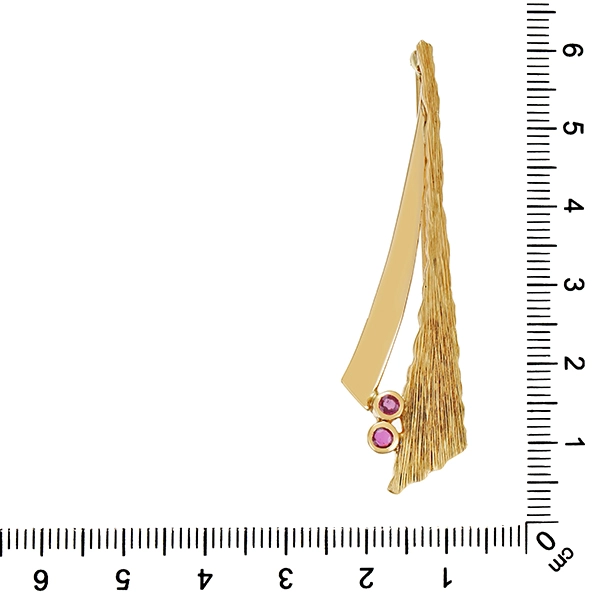Brosche, 14K, Gelbgold, Rubine