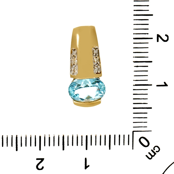 Anhänger, 14K, Gelb-/Weißgold, Topas, Diamanten