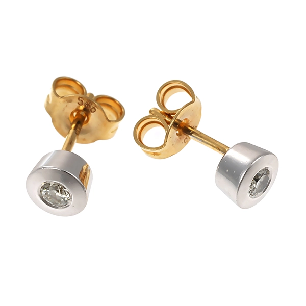 Solitärstecker, 14K, Gelb-/Weißgold, Brillanten