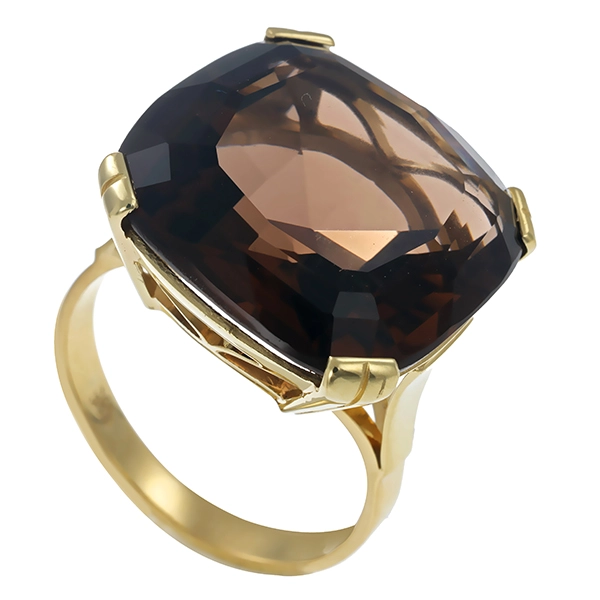 Ring, 14K, Gelbgold, Rauchquarz