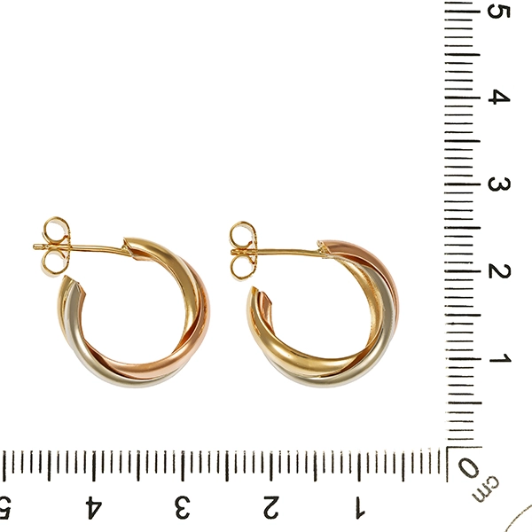 Steckcreolen, 18K, Gelb-/Weiß-/Rotgold