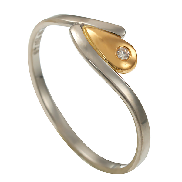 Diamantring, Pt950, Platin/Gelbgold, Brillant