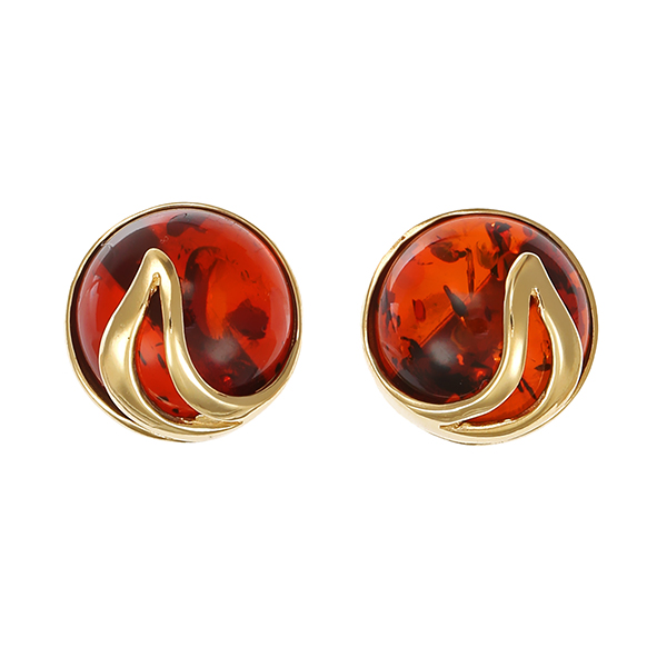 Ohrstecker, 14K, Gelbgold, Bernstein