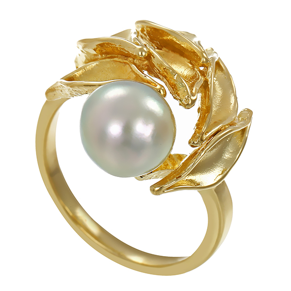 Ring, 14K, Gelbgold, Perle