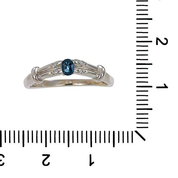 Ring, 8K, Weißgold, Diamanten, Saphir