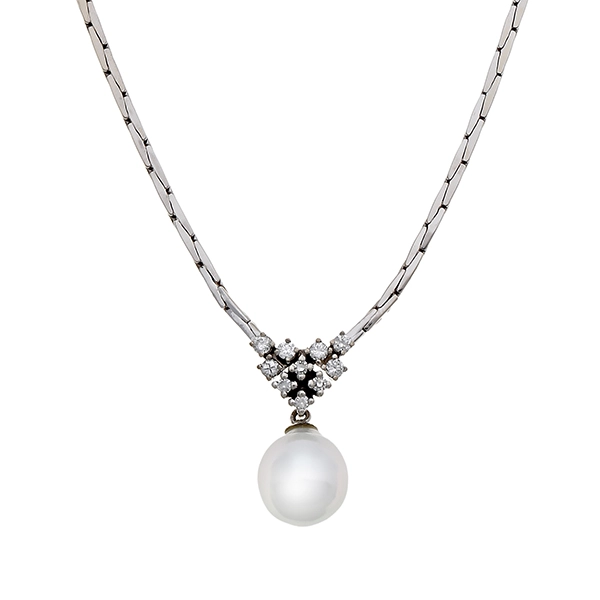 Collier, 14K, Weißgold, Brillanten