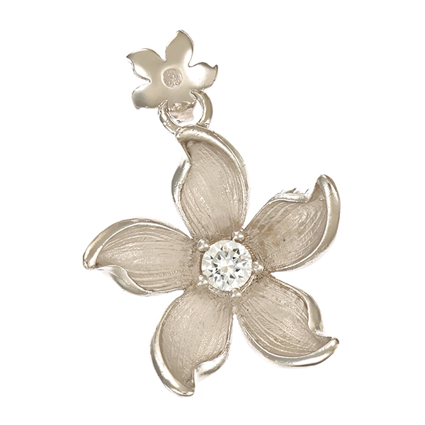 Anhänger, 18K, Weißgold, Zirkonia, Blume
