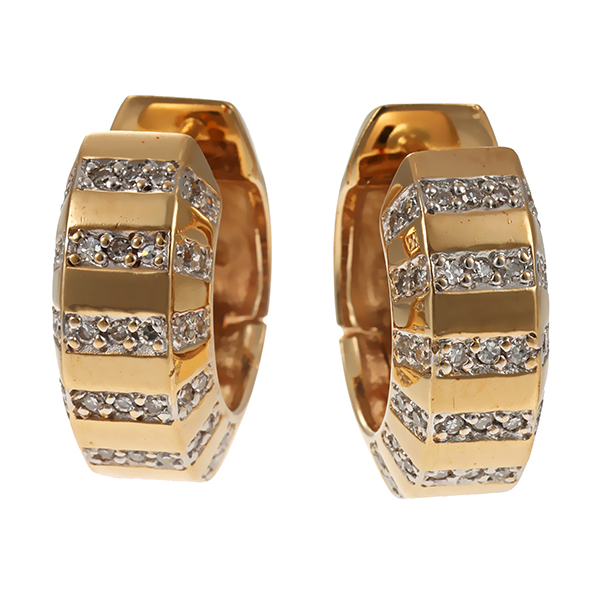 Creolen, 14K, Gelbgold, Zirkonia