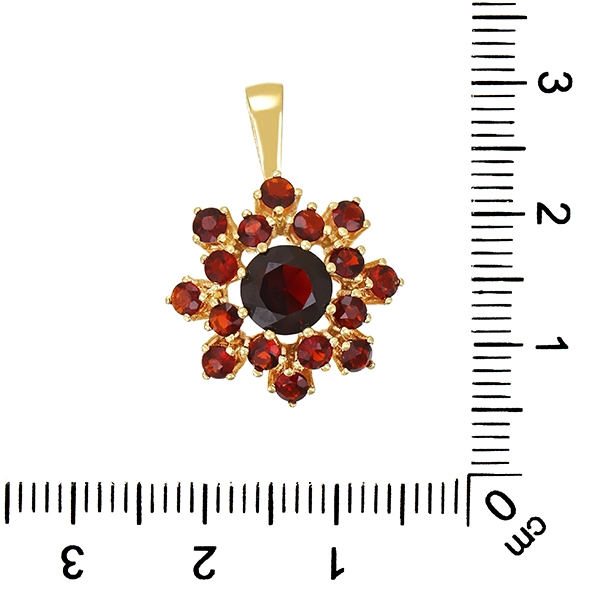 Anhänger, 14K, Gelbgold, Granat