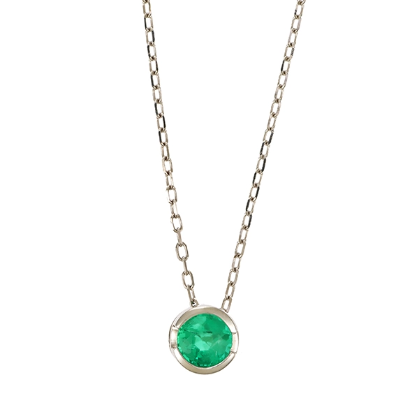 Collier, 14K, Weißgold, Smaragd