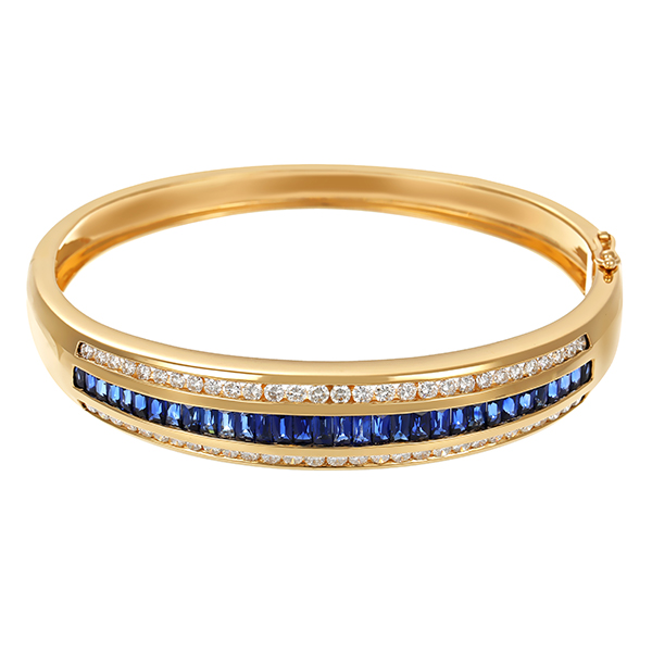 Armreif, 14K, Gelbgold, Brillant, Saphir