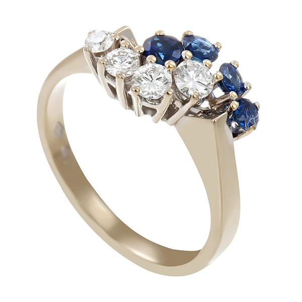 Ring, 18K, Weißgold, Brillant, Saphir