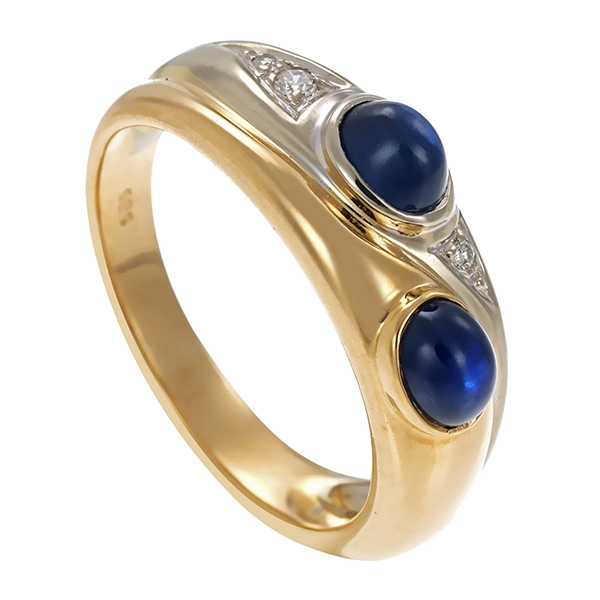 Ring, 14K, Gelb-/Weißgold, Saphire, Brillanten