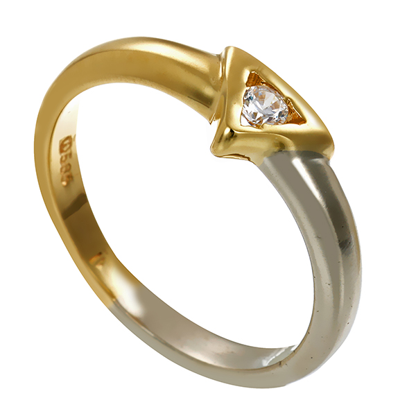 Ring, 14K, Gelb-/Weißgold, Zirkonia, U53