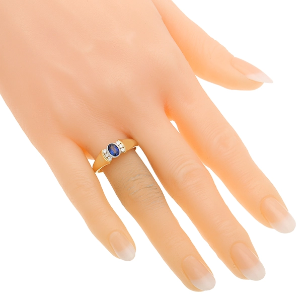 Ring, 18K, Gelb-/Weißgold, Saphir, Brillanten