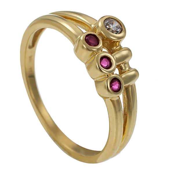 Ring, 8K, Gelbgold, Zirkonia , Rubine