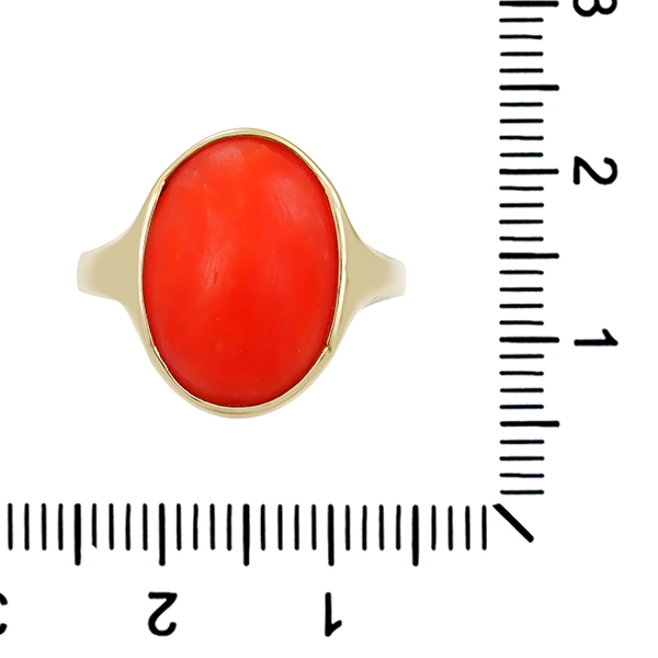 Ring, 14K, Gelbgold, Koralle
