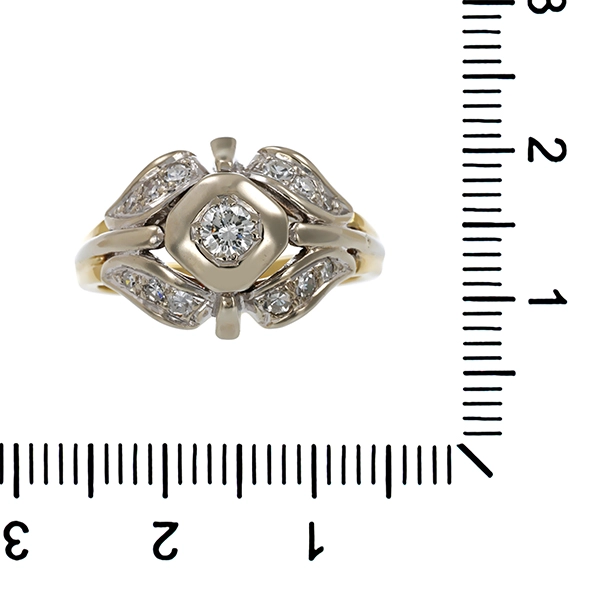 Ring, 14K, Gelbg-/Weißgold, Brillant, Diamant