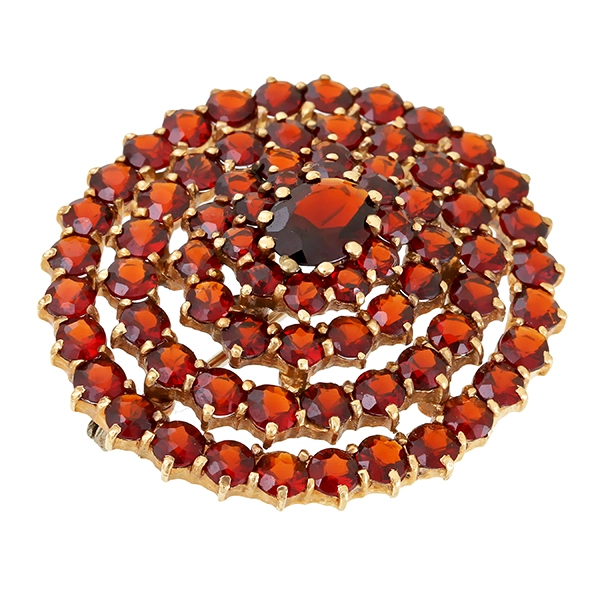 Brosche, 14K, Gelbgold, Granat