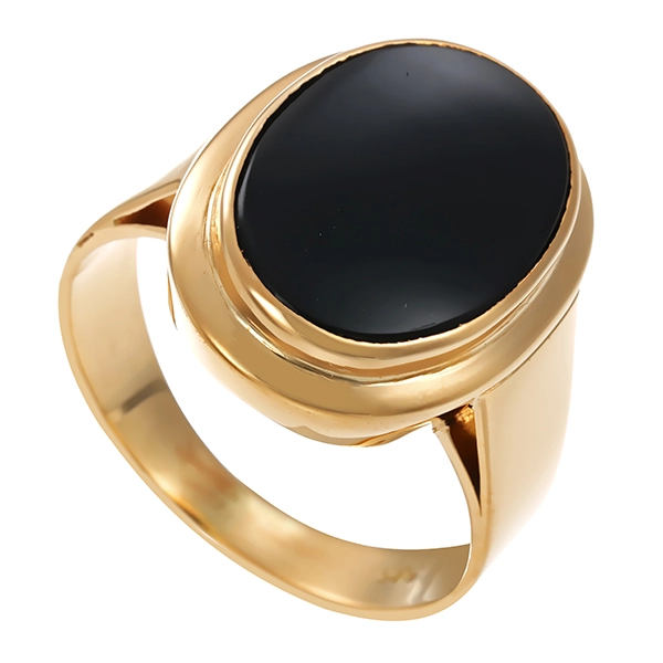 Ring, 14K, Gelbgold, Onyx
