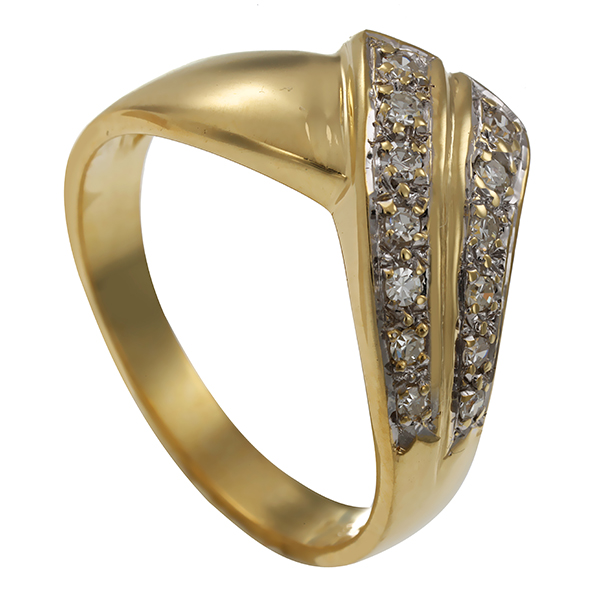 Diamantring, 14K, Gelb-/Weißgold