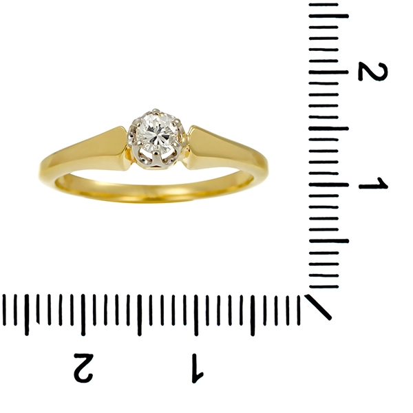 Diamantring, 14K, Gelb-/Weißgold, Brillant 0,18 ct