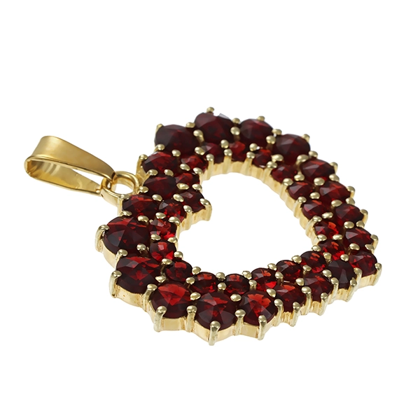 Anhänger, 14K, Gelbgold, Granat, Herz