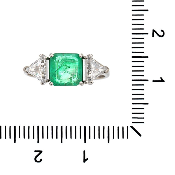 Ring, 18K, Weißgold, Diamanten, Smaragd