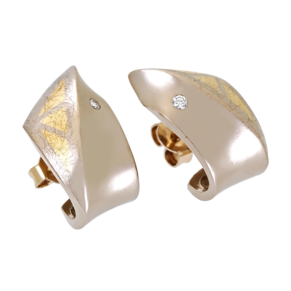 Ohrstecker, 14K, Gelb-/Weißgold, Brillanten