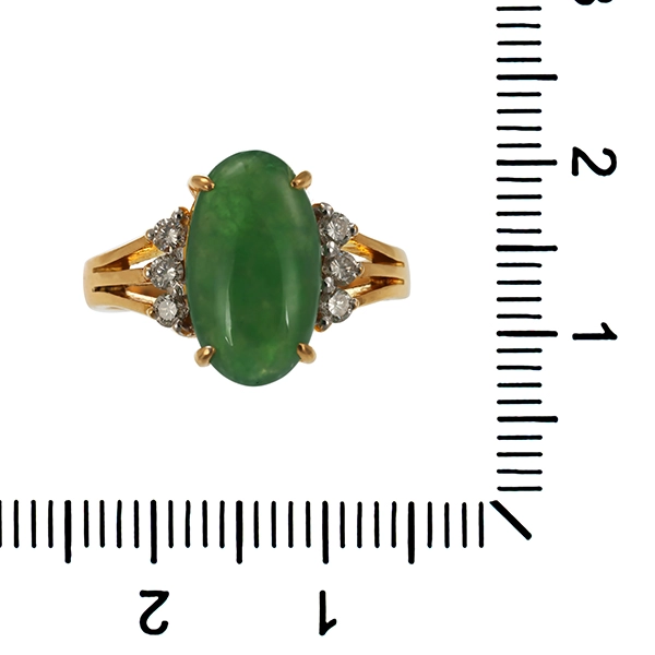 Ring, 18K, Gelbgold, Jade, Brillant