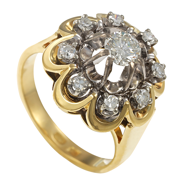 Ring, 14K, Gelb-/Weißgold, Brillant, Diamanten