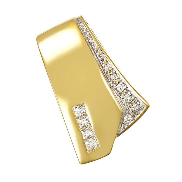 Anhänger, 14K, Gelb-/Weißgold, Diamanten