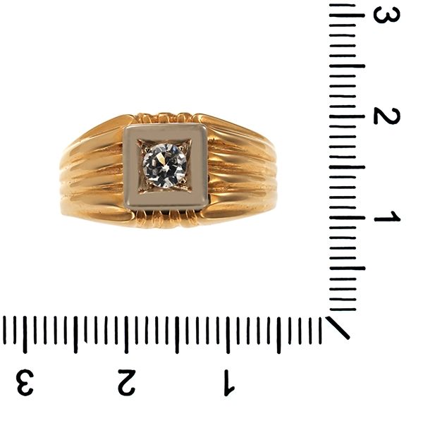 Herrenring, 14K, Gelbgold, Zirkonia