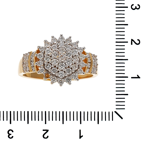 Ring, 18K, Gelb-/Weißgold, Brillanten, 1,10ct