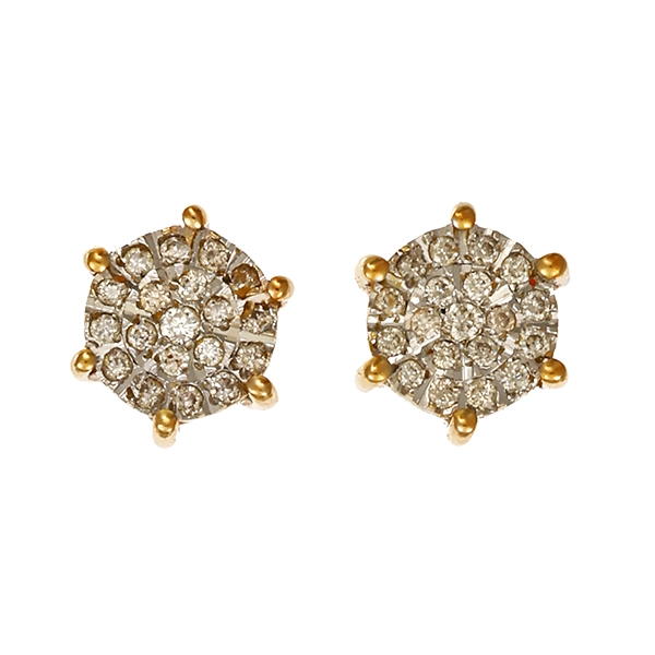 Ohrstecker, 9K, Gelb-/Weißgold, Brillanten