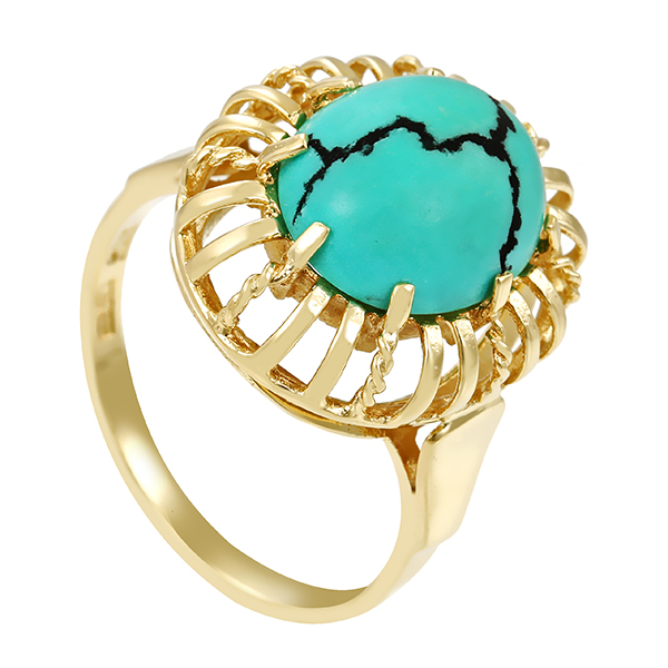 Ring, 14K, Gelbgold, Türkis