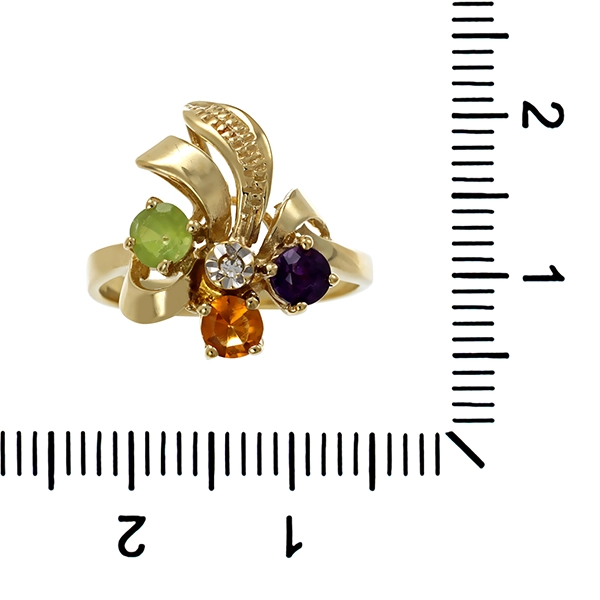 Ring, 8K, Gelb-/Weißgold, diverse Edelsteine