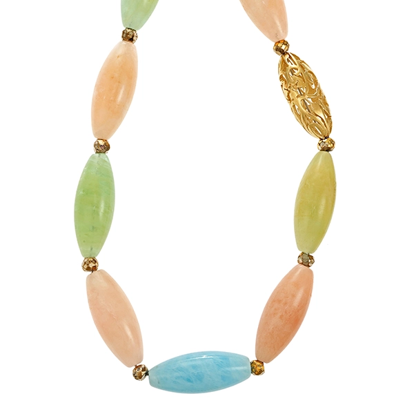 Kette, 9K, Gelbgold, Beryll, Pyrit behandet