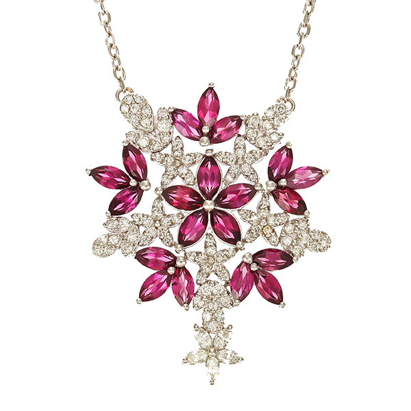 Collier, 18K, Weißgold, Brillant, Amethyst