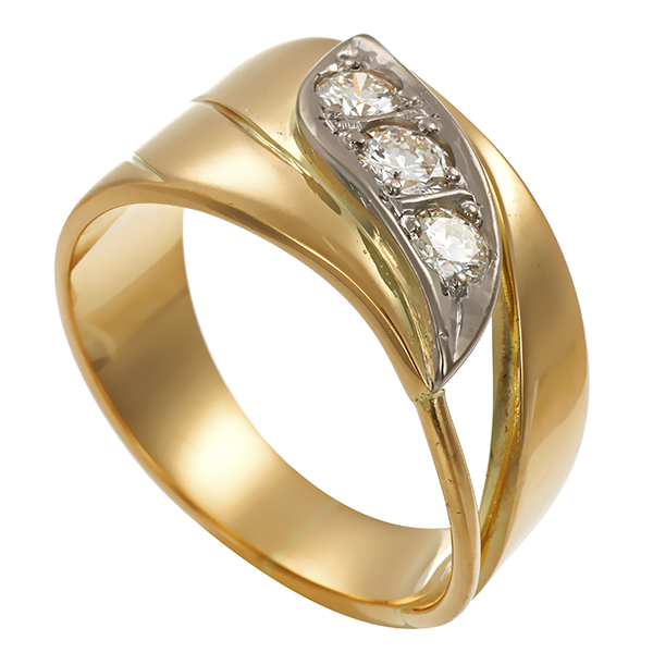 Diamantring, 14K, Gelb-/Weißgold, Brillanten